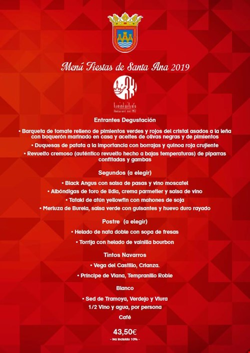 Menú de Fiestas de Tudela 2019
